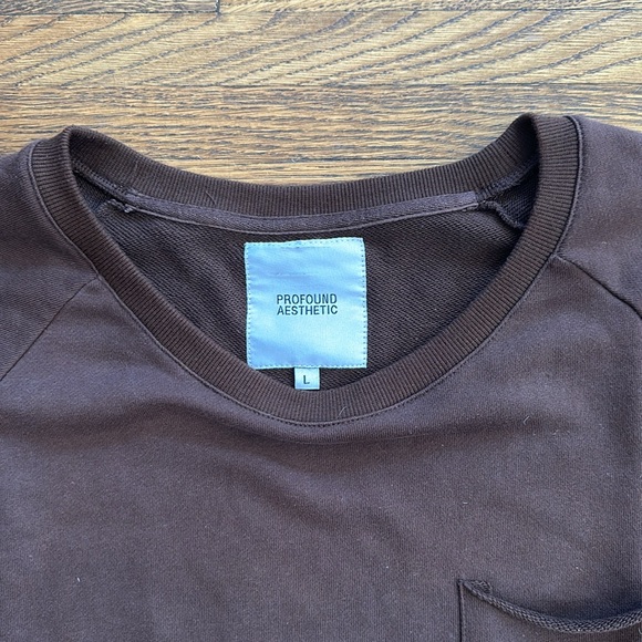 Profound Men’s Brown Short Sleeve Cotton Sweatshirt with Pockets and side vents - Picture 2 of 5